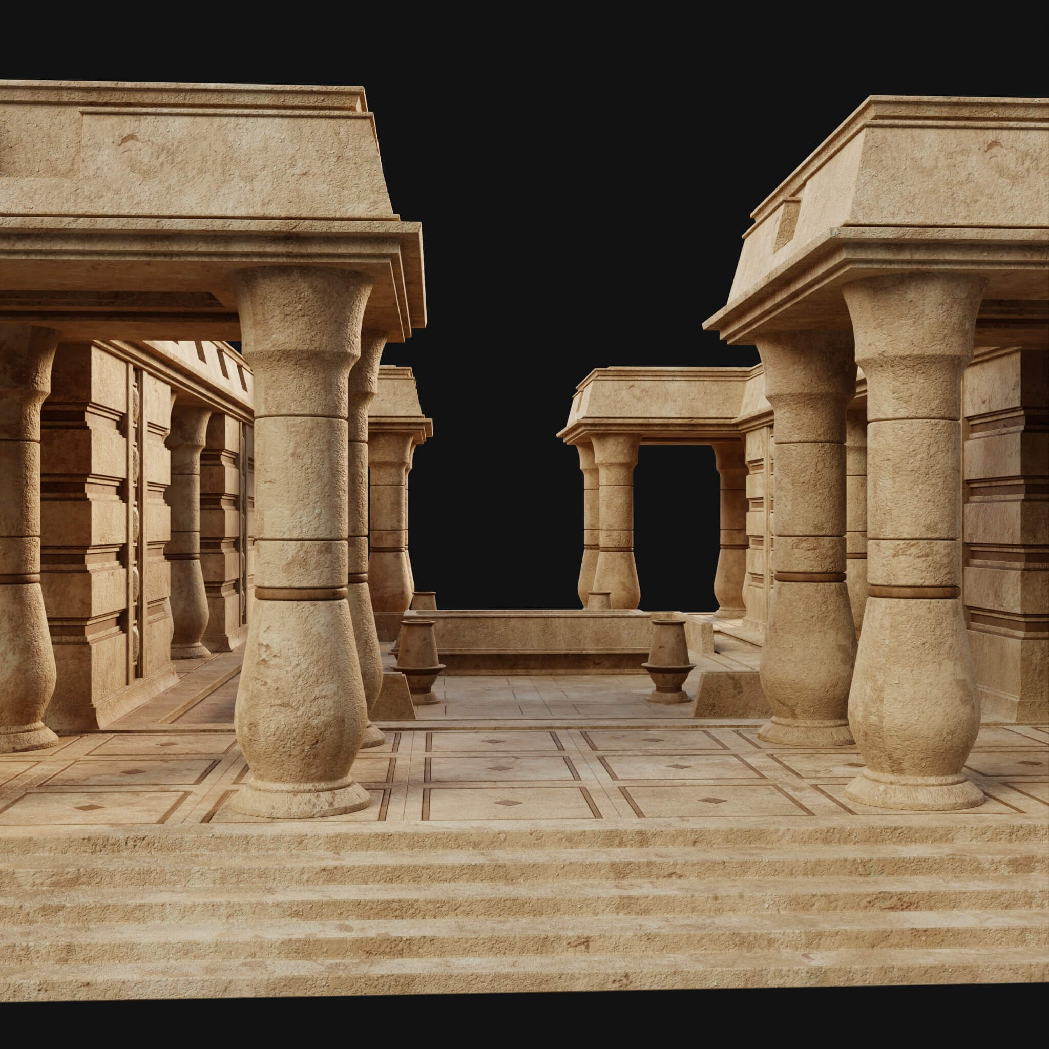 Egyptian Arab Desert Atrium Bathhouse Ancient Collection 3D Model by