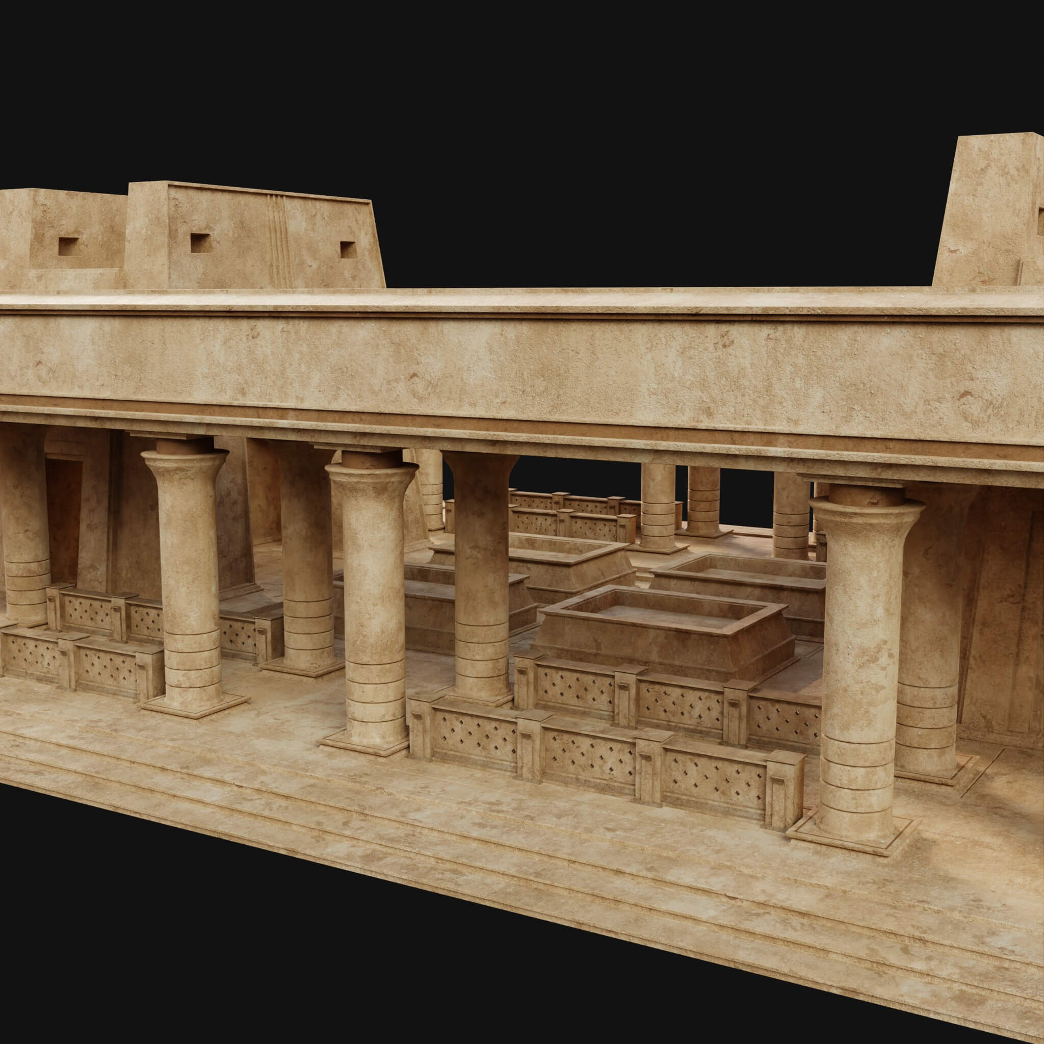 Egyptian Arab Desert Atrium Bathhouse Ancient Collection 3D Model by