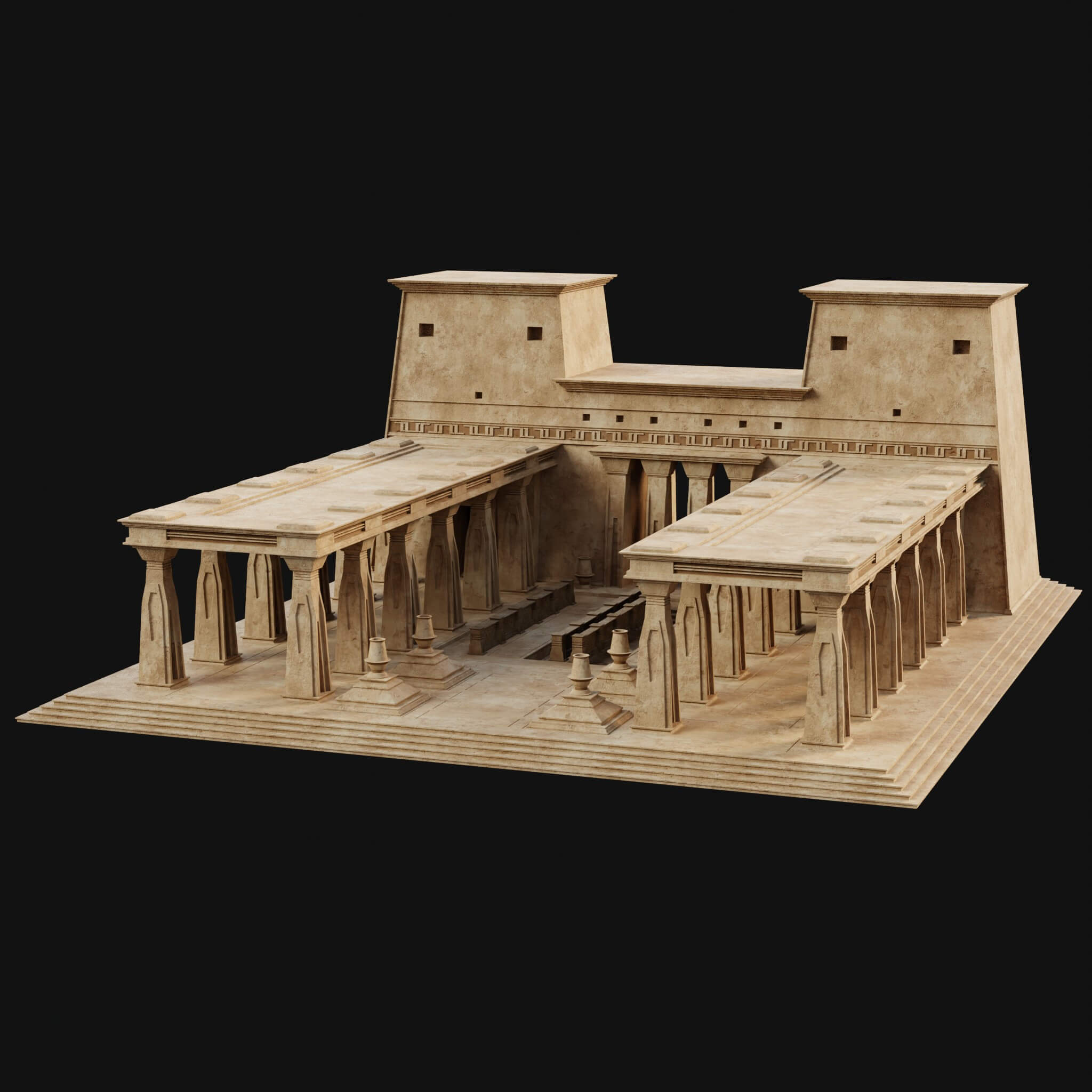 Egyptian Arab Desert Atrium Bathhouse Ancient Collection 3D Model by Enterables