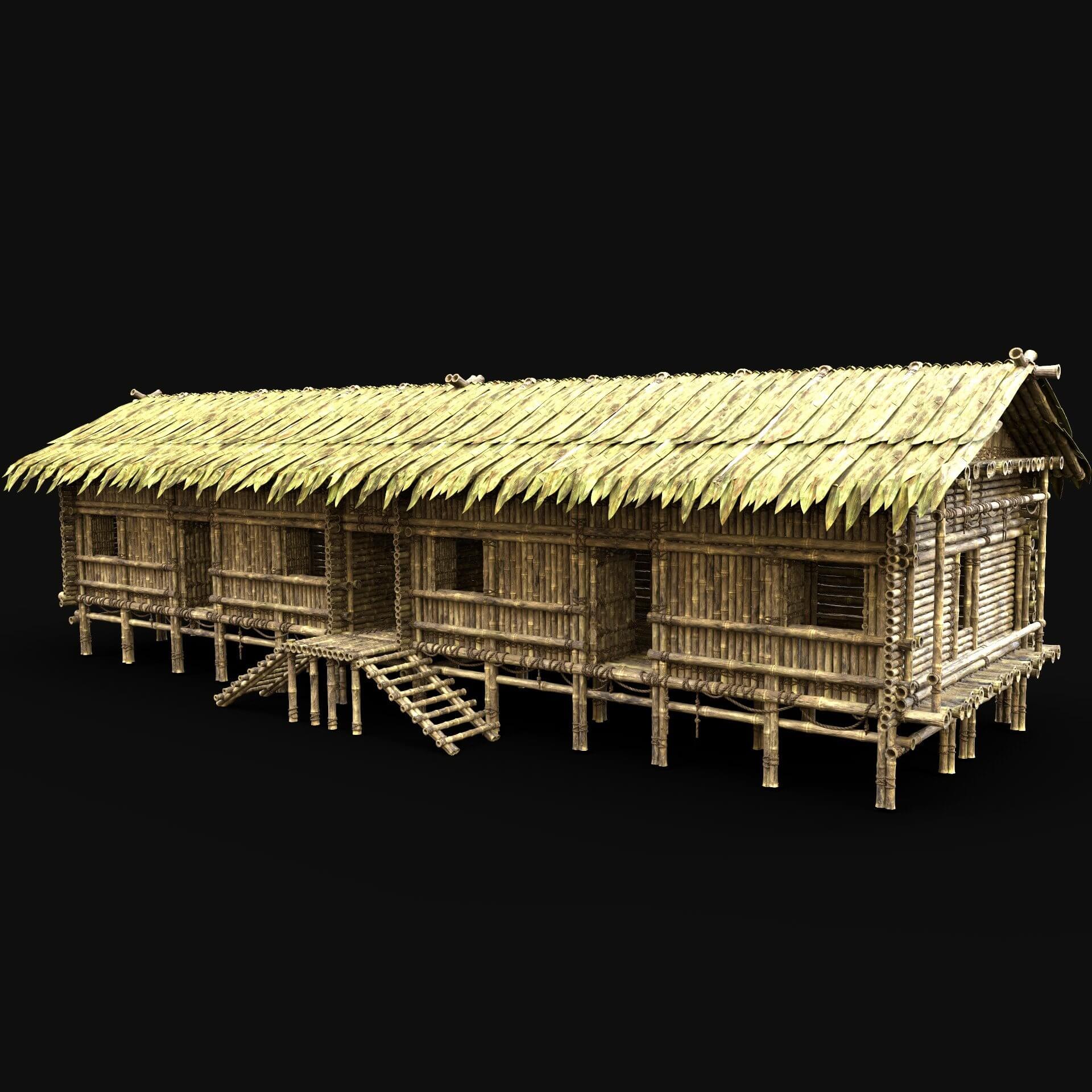 Long Bamboo Jungle House 3d Model By Enterables Long Bamboo Jungle House 3d Model By Enterables