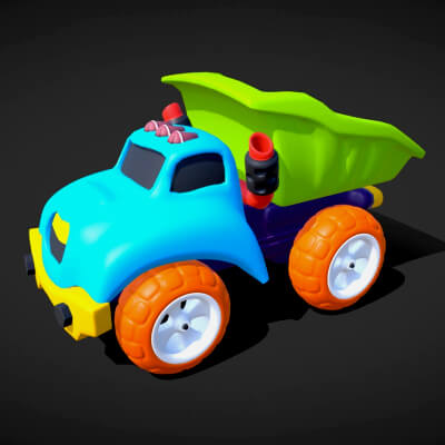 Kids Toy Truck - Stylized Mid Poly Toon Toy - Stylized 3D