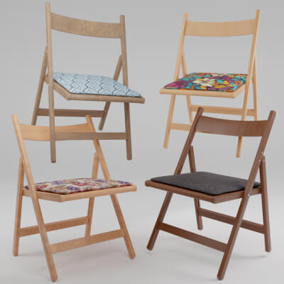 Wood Folding Chair with Cushion