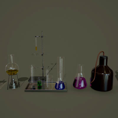 Laboratory Glassware PBR - 3D Model by Evrika