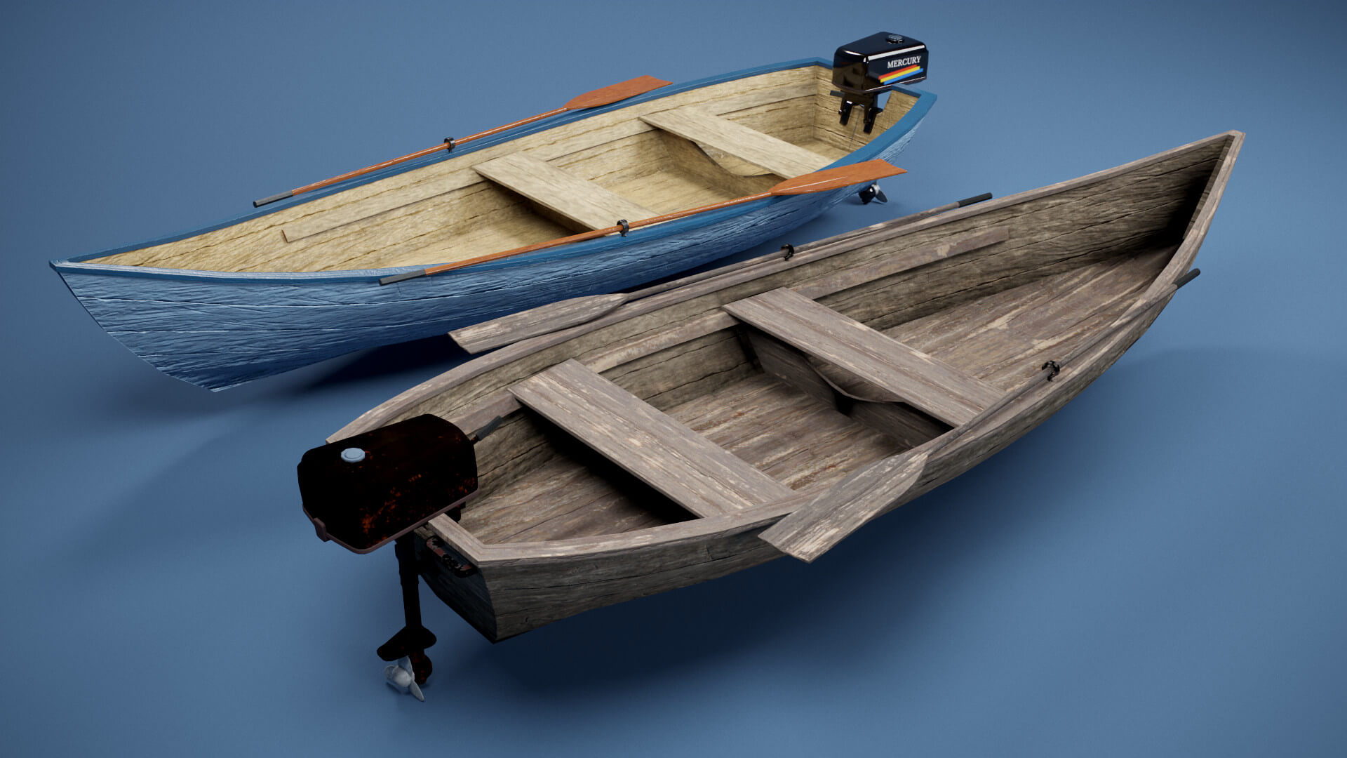 Wooden Boat New and Old PBR 3D Model by Evrika