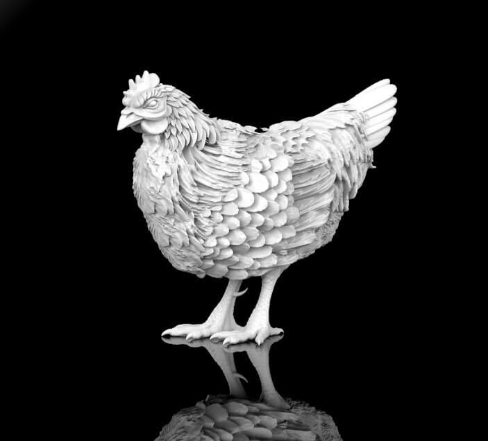 Hen Sculpture - 3D Model by Explorer