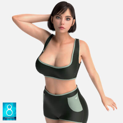 Sporty Two-Piece Outfit for Genesis 8 Female