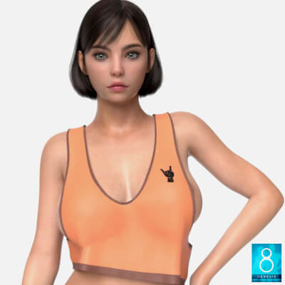 V-Neck Cropped Tank Top for Genesis 8 Female