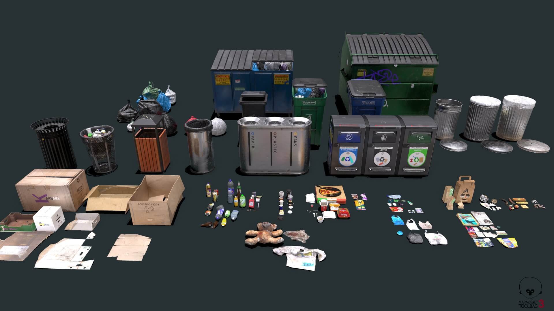 Urban Trash And Waste Management Pack 3D Model by fadhilvic61