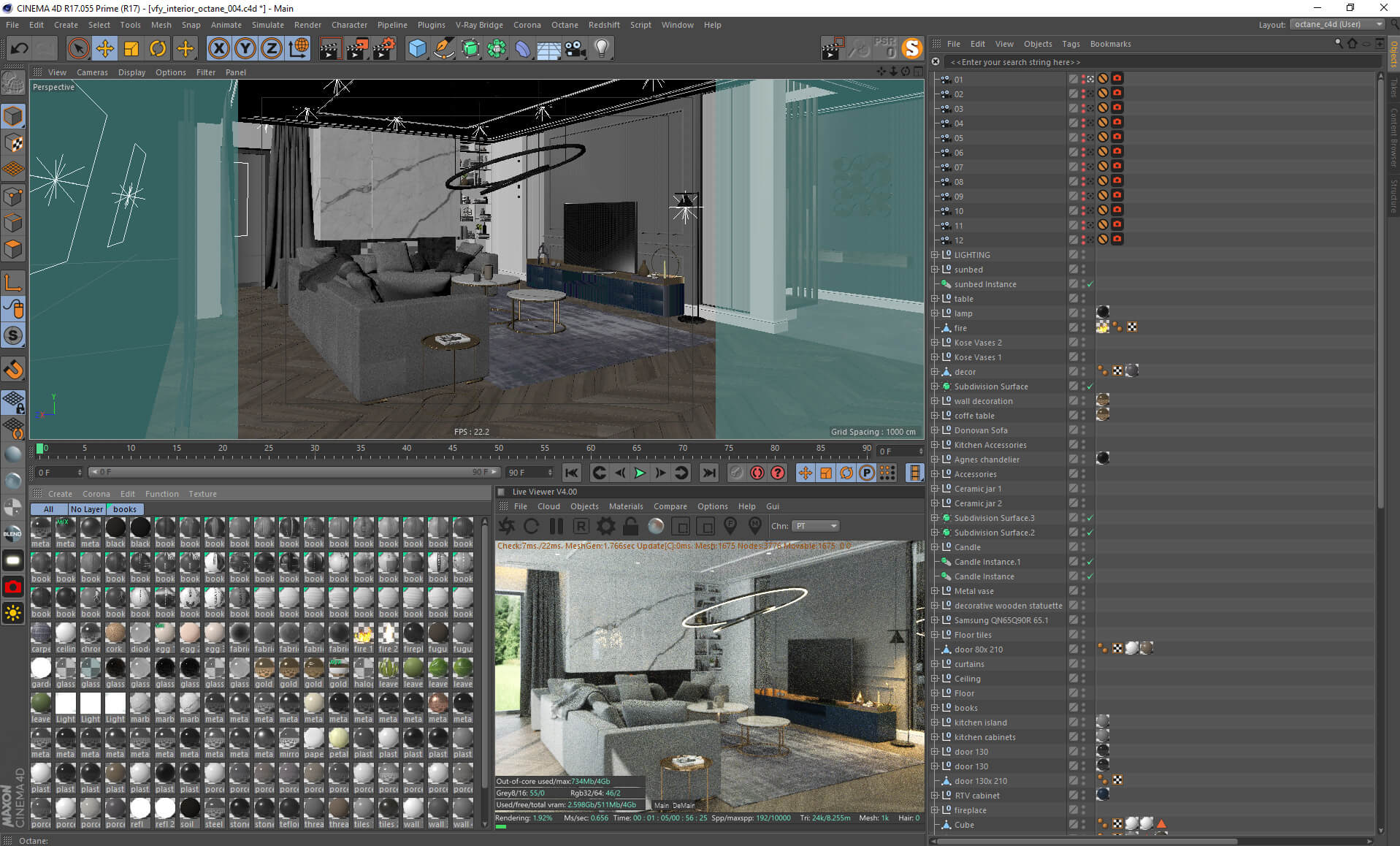 Living Room Interior 3D Scene for Cinema 4D and Octane Rende by ...