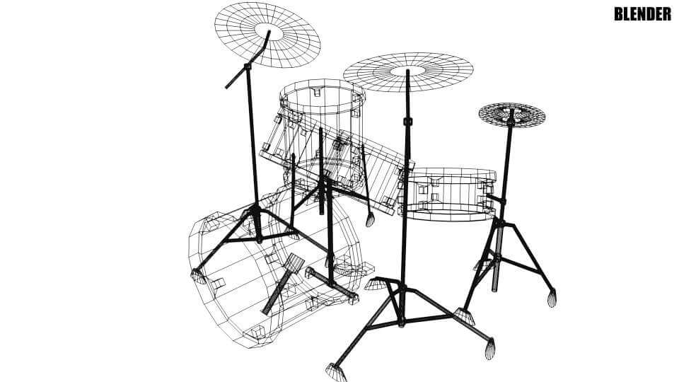Modern Drum Kit 3D Model by faizal3DX