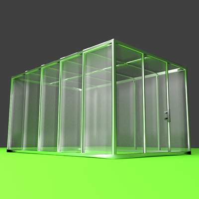 Flat-Roof Greenhouse 3D Model