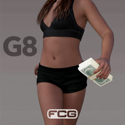 2 Dollar Bills Hand Prop for Genesis 8