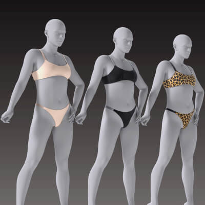 Rhinestone Strap Lingerie Set 3 in 1 for G8F