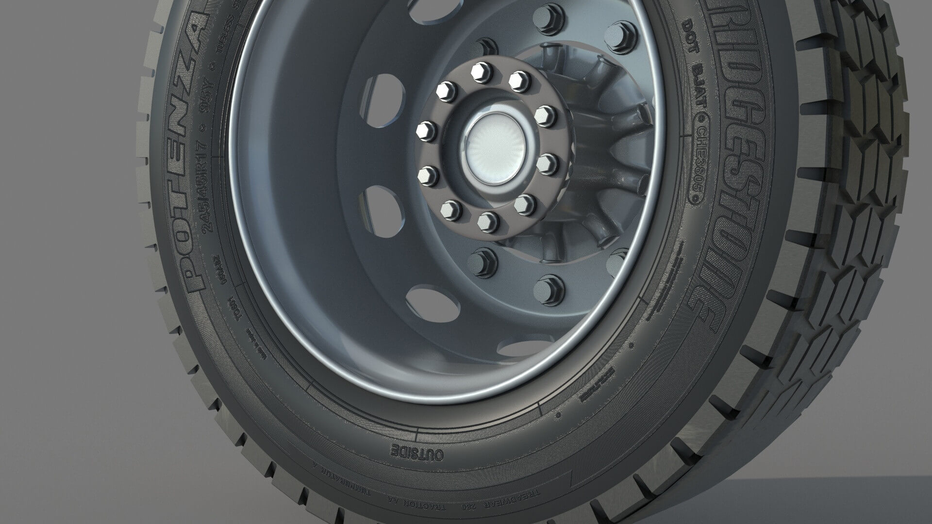 Wheel Rim Tire Truck Set 3D Model by ferhatkose19