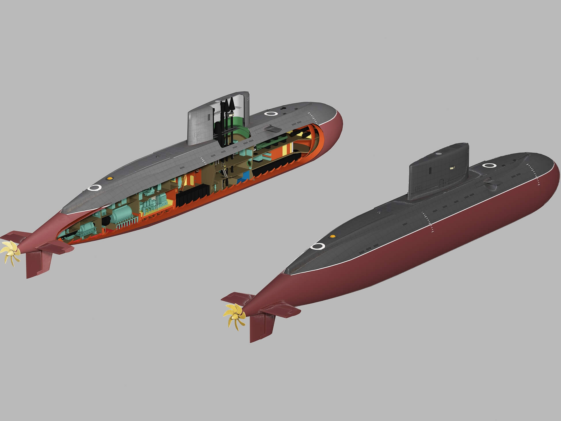 Kilo Class Submarine With Interior 3D Model by FiniasK