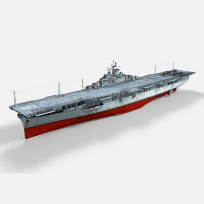 USS Essex (CV-9) IIWW Carrier 3D Model by FiniasK