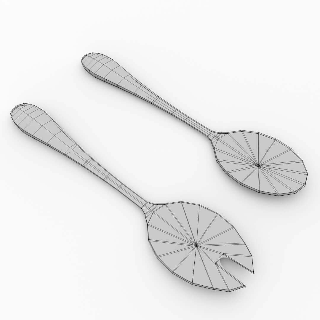 Salad Server Set 3D Model by firdz3d