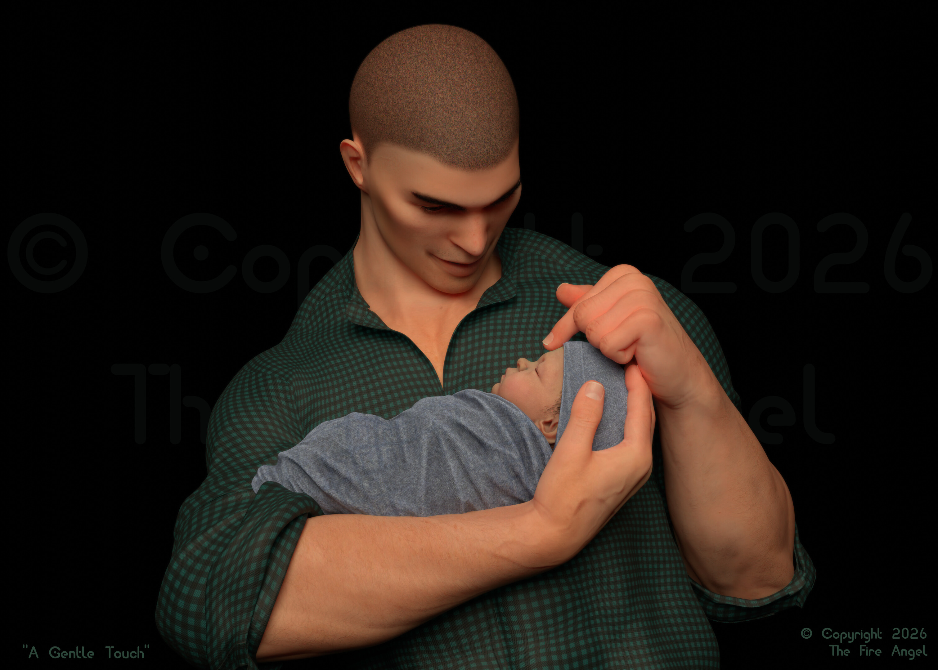 A Gentle Touch 3D Render, Digital Art by Fire Angel
