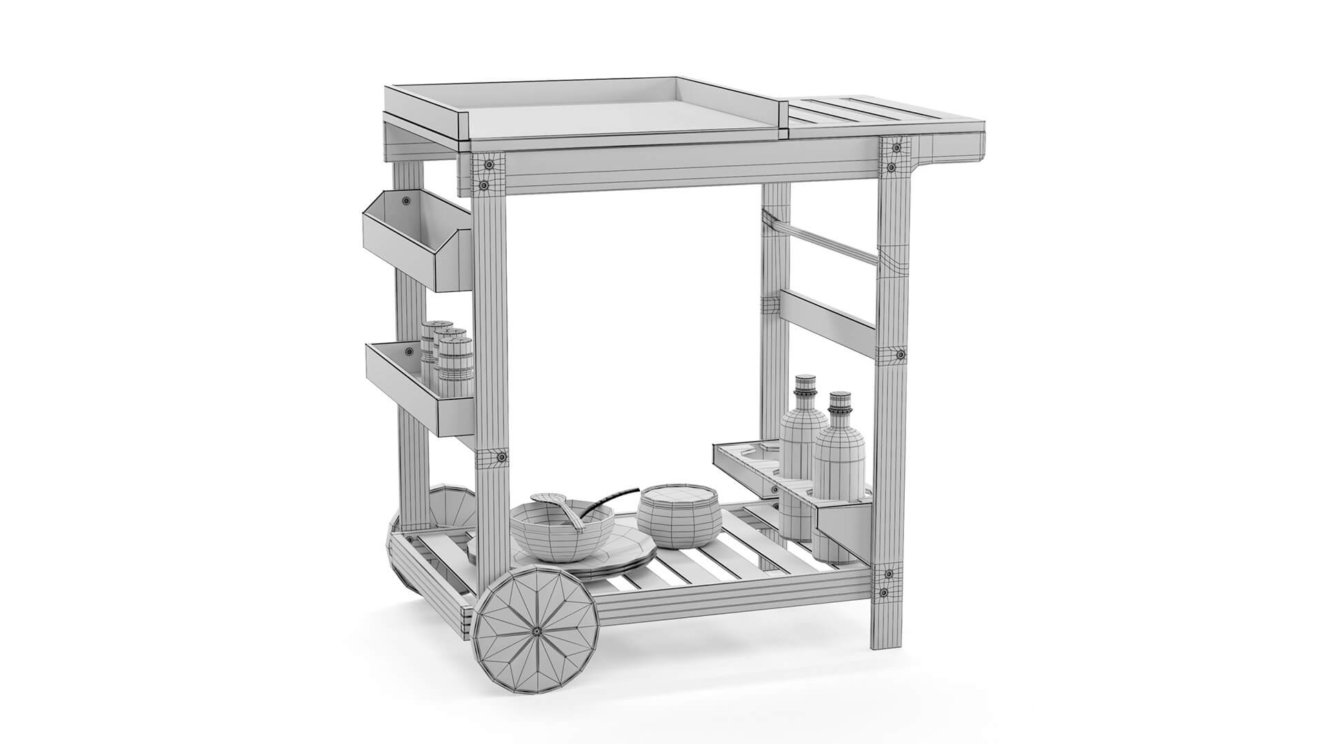 Garden Trolley La Redoutte Garden Acaccia 3D Model by flawless3d