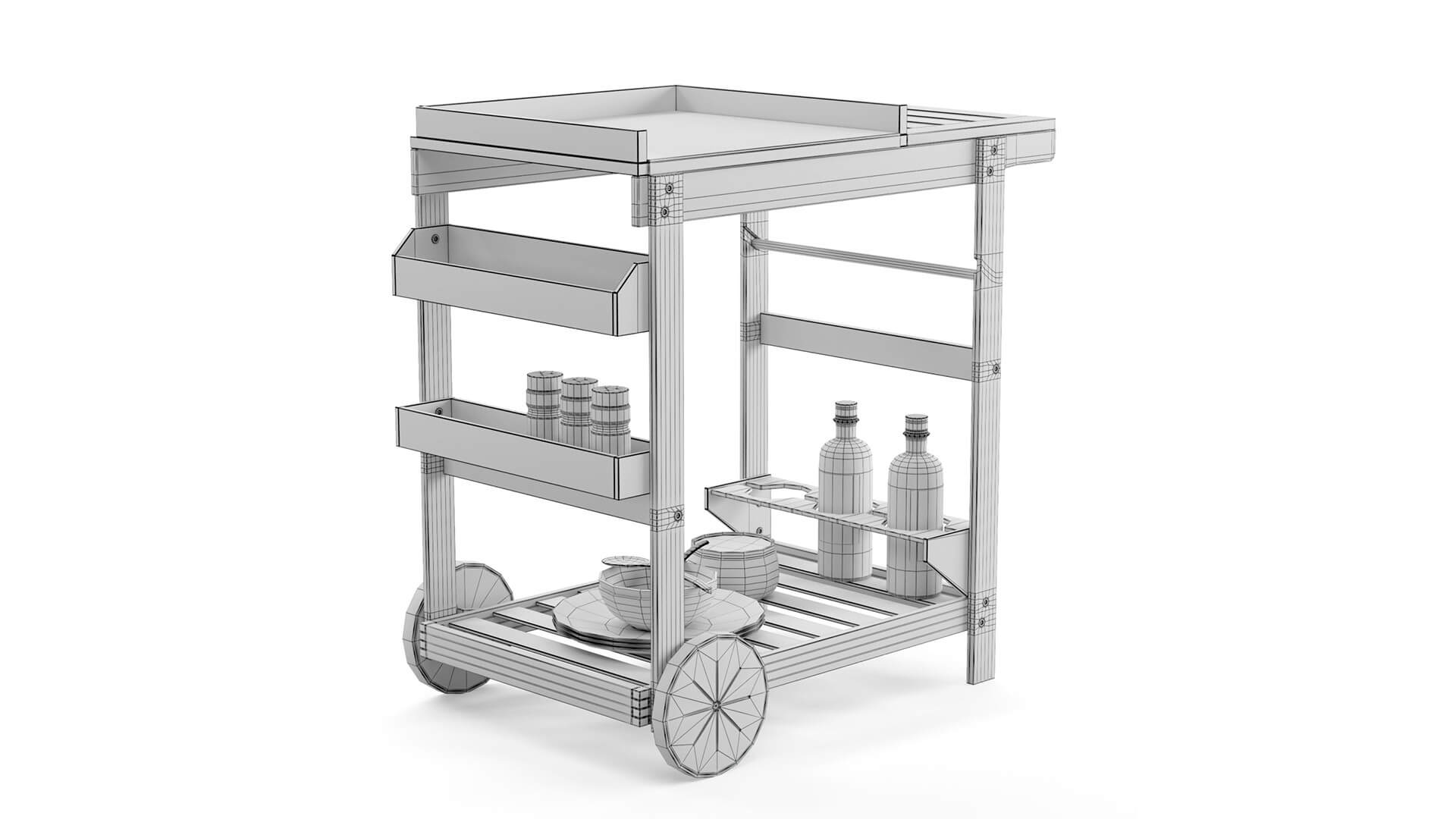 Garden Trolley La Redoutte Garden Acaccia 3D Model by flawless3d