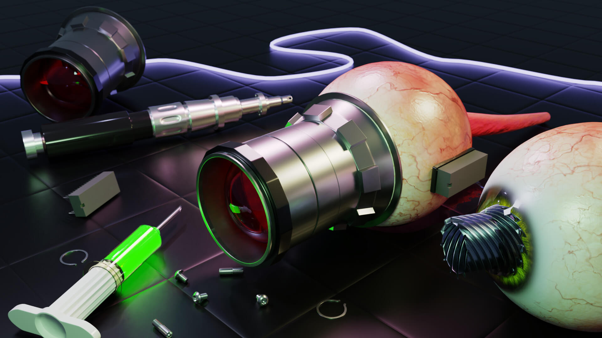 Bob's Bionic Eye Repair 3D Render, Digital Art by FlyingBanana_78