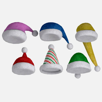 Stylized Santa and Holiday Hat Pack