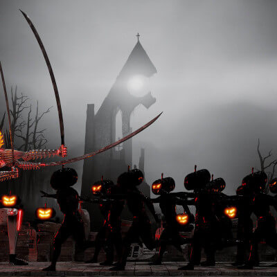 Cyberangel vs zombie pumpkins