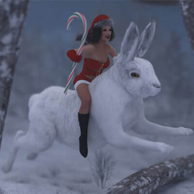 Winter Fantasy Christmas Rabbit Rider