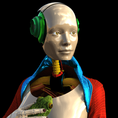 CyberLady with a frog