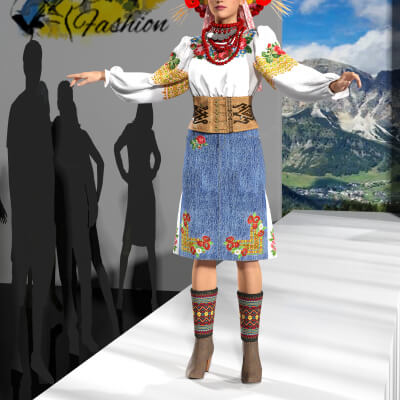 Modern melody of the national costume of Ukraine. 3d mode 2