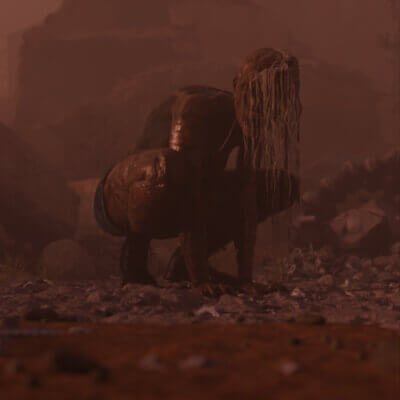 In the middle of ruins