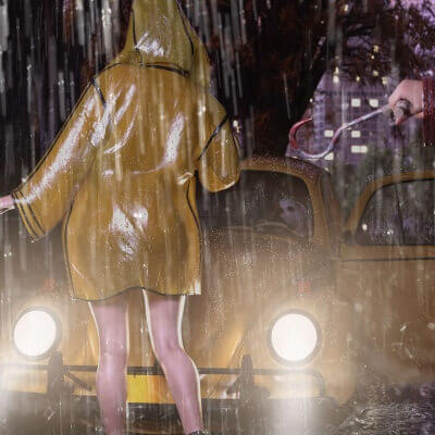 the yellow of the yellow taxi