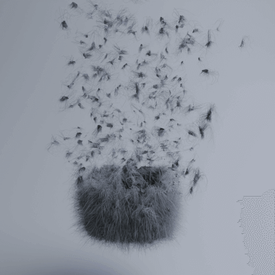 Frost-Kissed Fusion A 3D Composition of Hair and Snowflakes