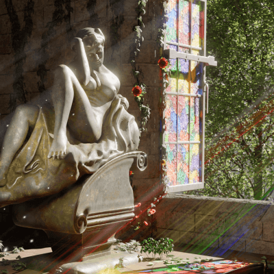 Echoes of Light A Statues Solitude in the Abandoned Palace