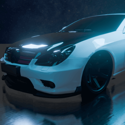 Juicy studio light reflections on the Mercedes CLS body