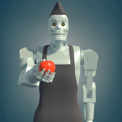 Retrofuturistic robot salesman