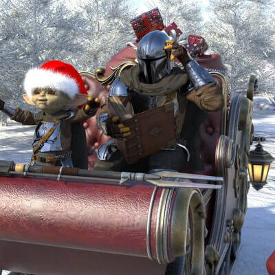 Mando on Sleigh reading directions