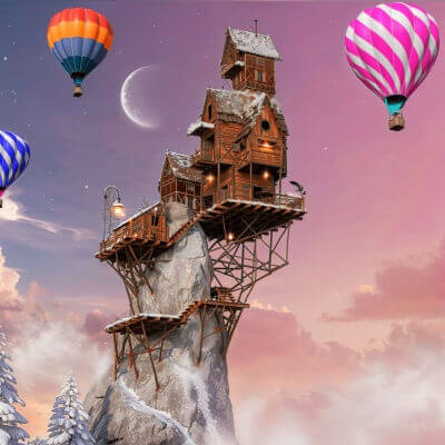 On the edge of a snowy cliff