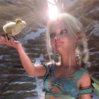 Fairy winter scene - friends forever