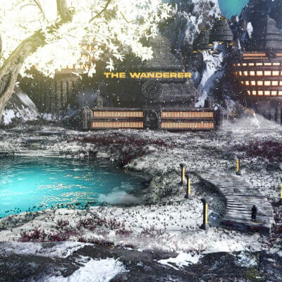 Mystical Snowy Temple Landscape