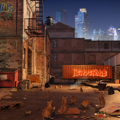 GRAFFITI ALLEY WITH CONTAINER