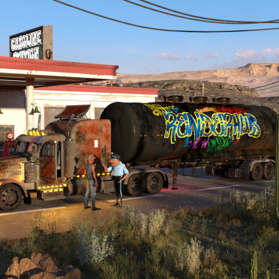 TANKER TRUCK COP STOP