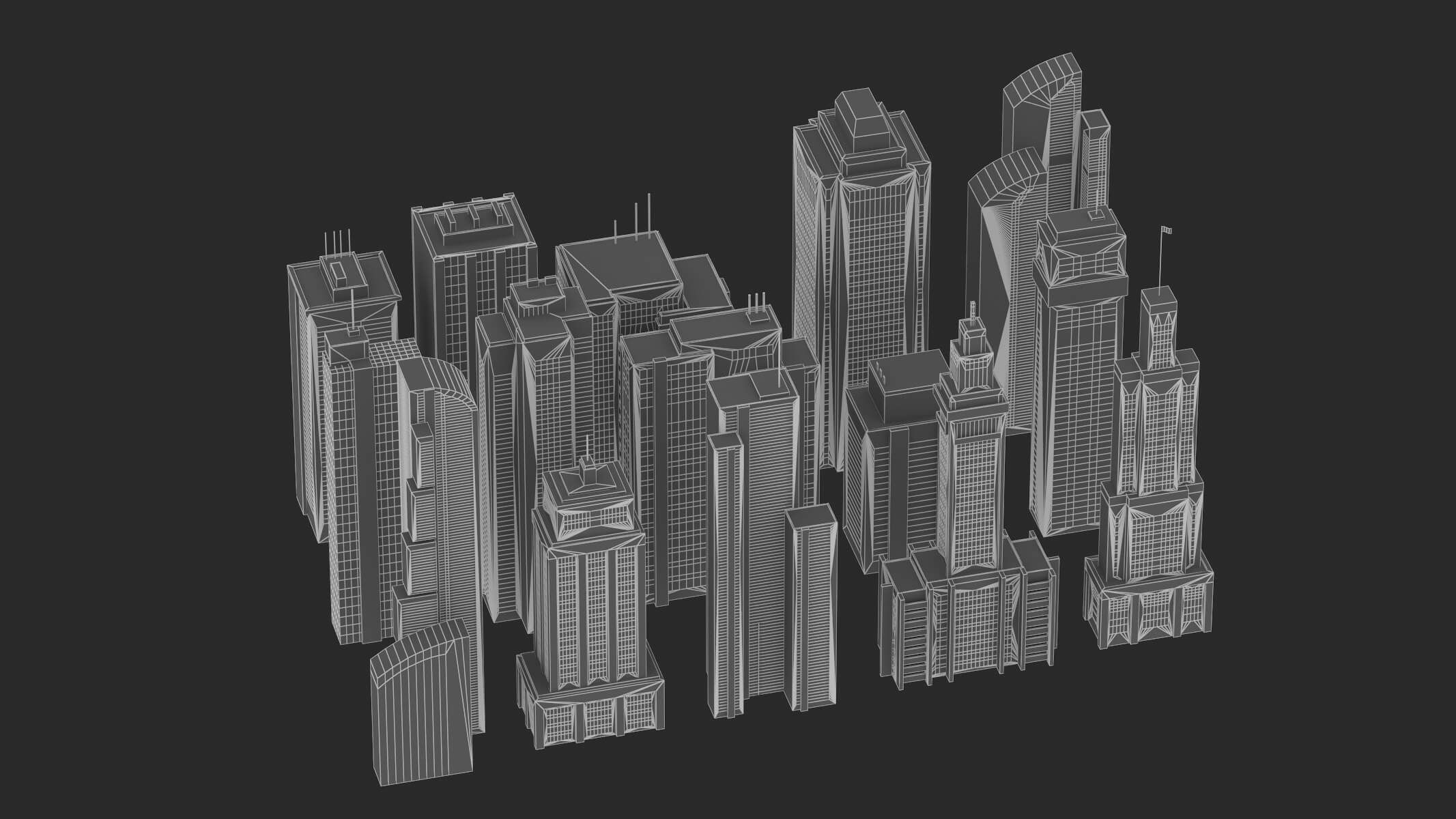 15 Building Low Poly Set - 3D Model by frezzy