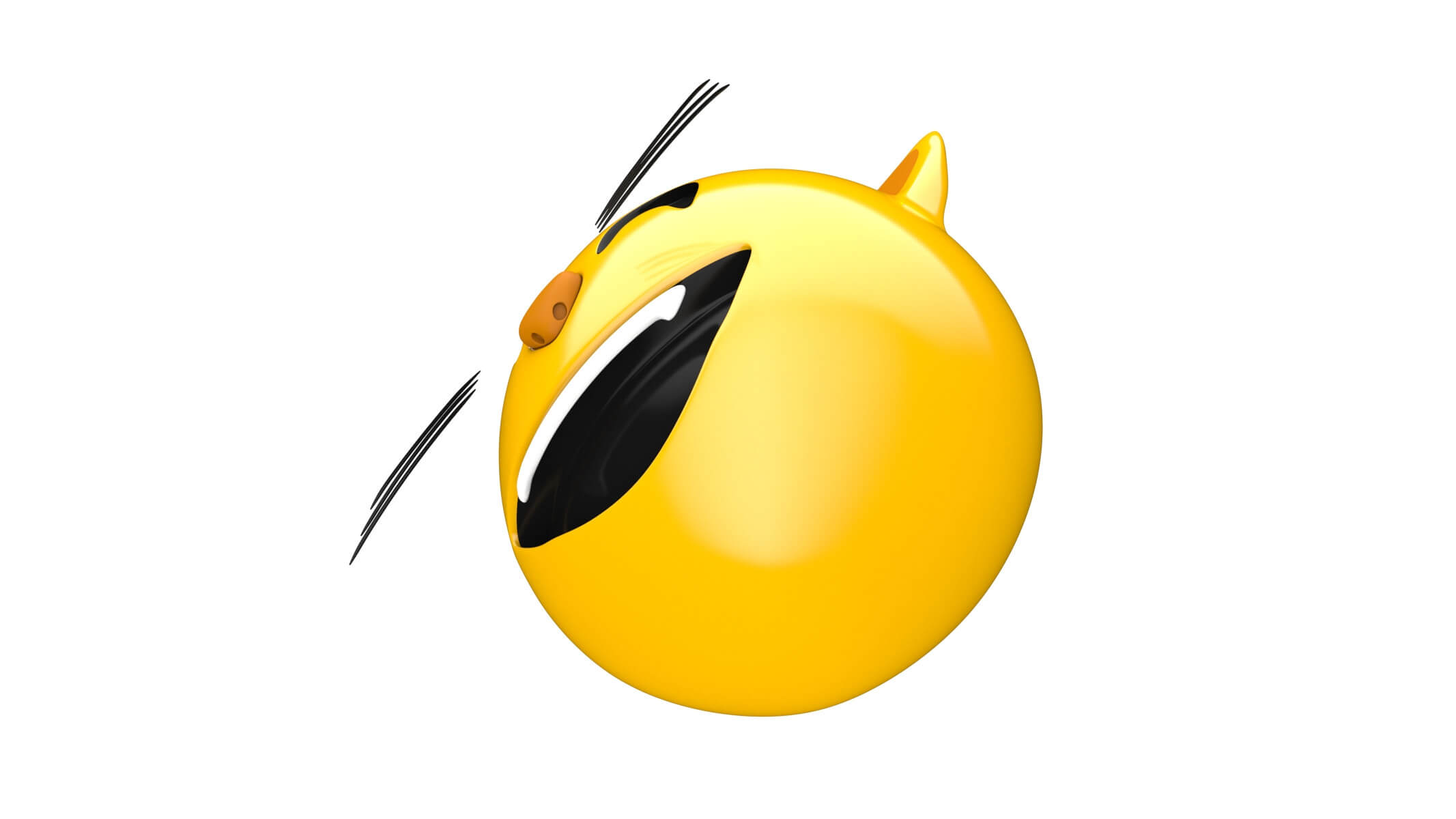 Apple Grinning Cat With Smiling Eyes - 3D Model by frezzy