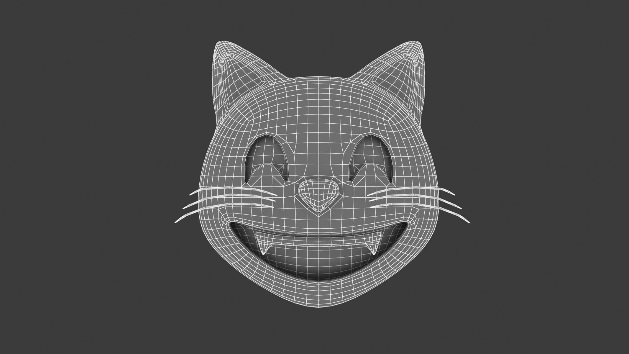 Apple Grinning Cat With Smiling Eyes - 3D Model by frezzy