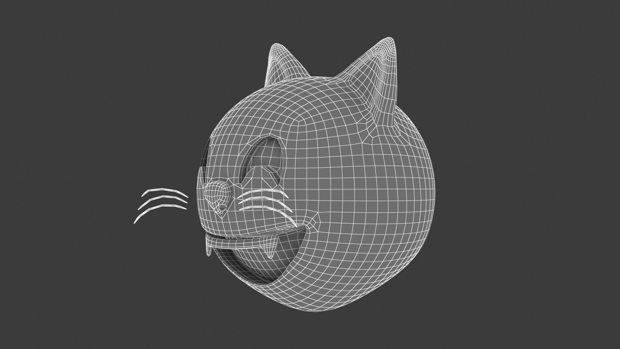 Apple Grinning Cat With Smiling Eyes - 3D Model by frezzy