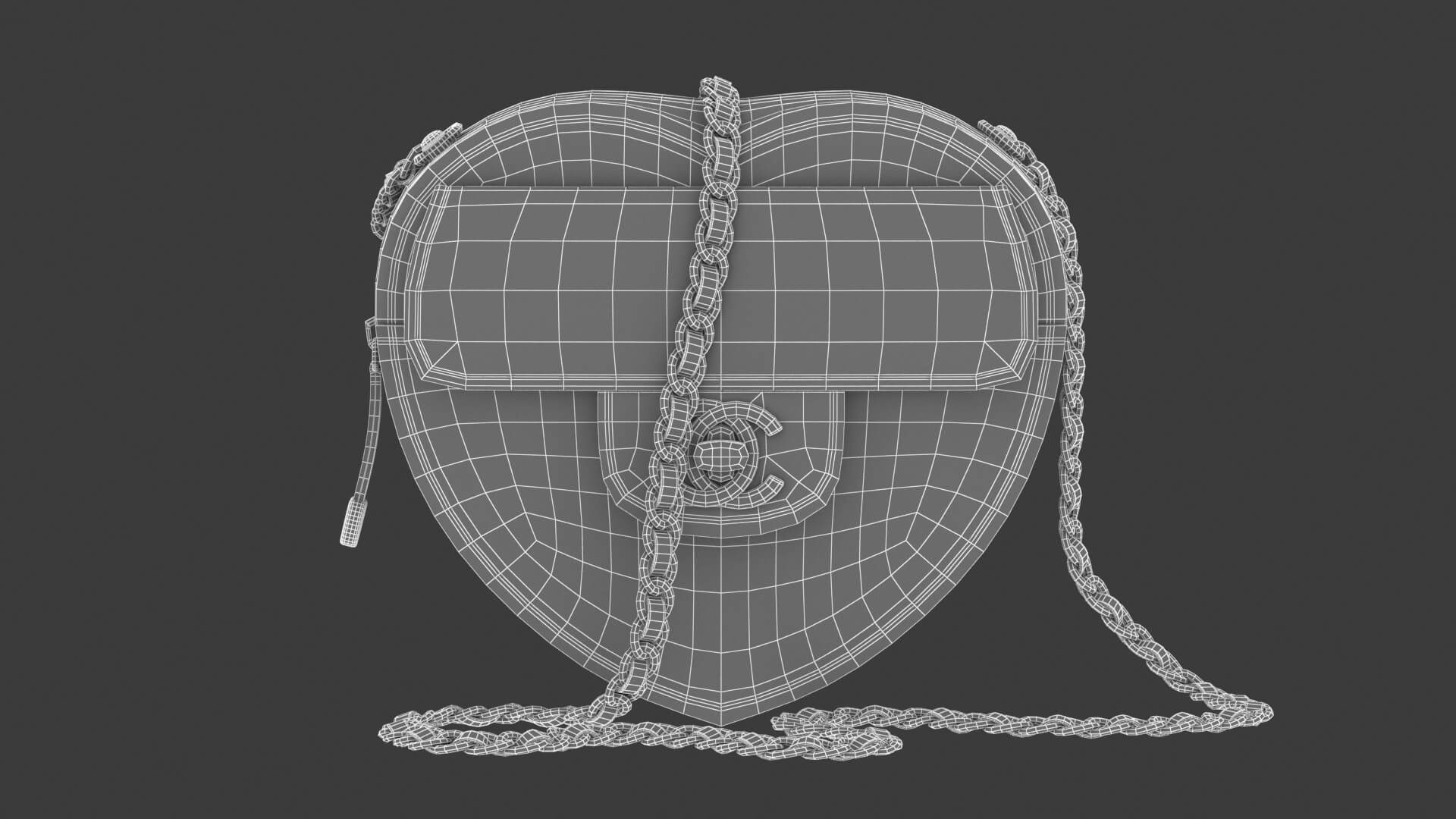 Chanel Heart Clutch With Chain 3D Model by frezzy