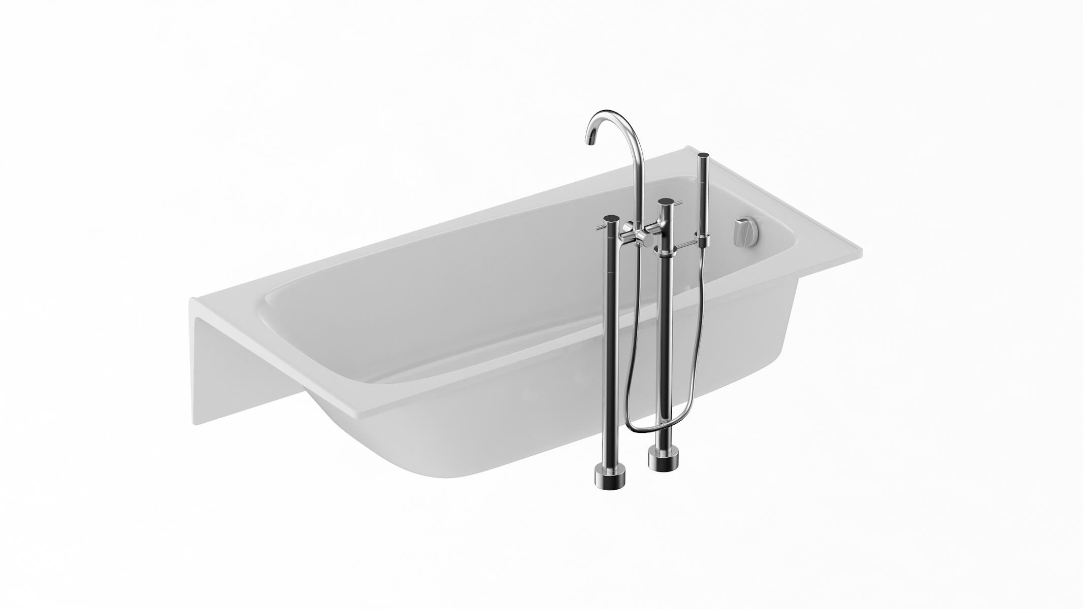 Enameled Cast Iron Bathtub 3D Model by frezzy