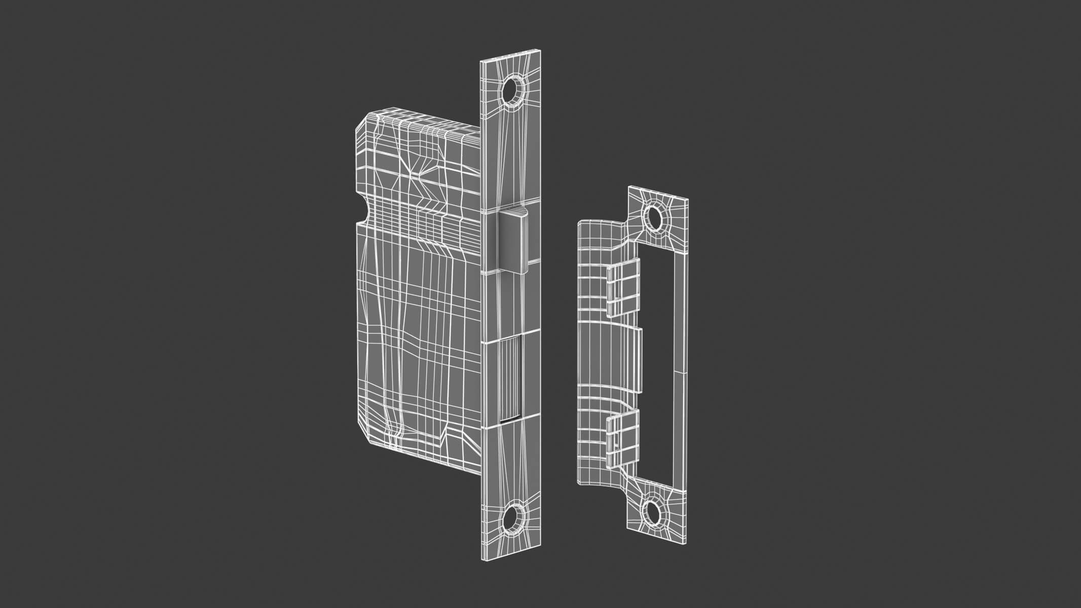 Matt Black Sash Lock 3D Model by frezzy