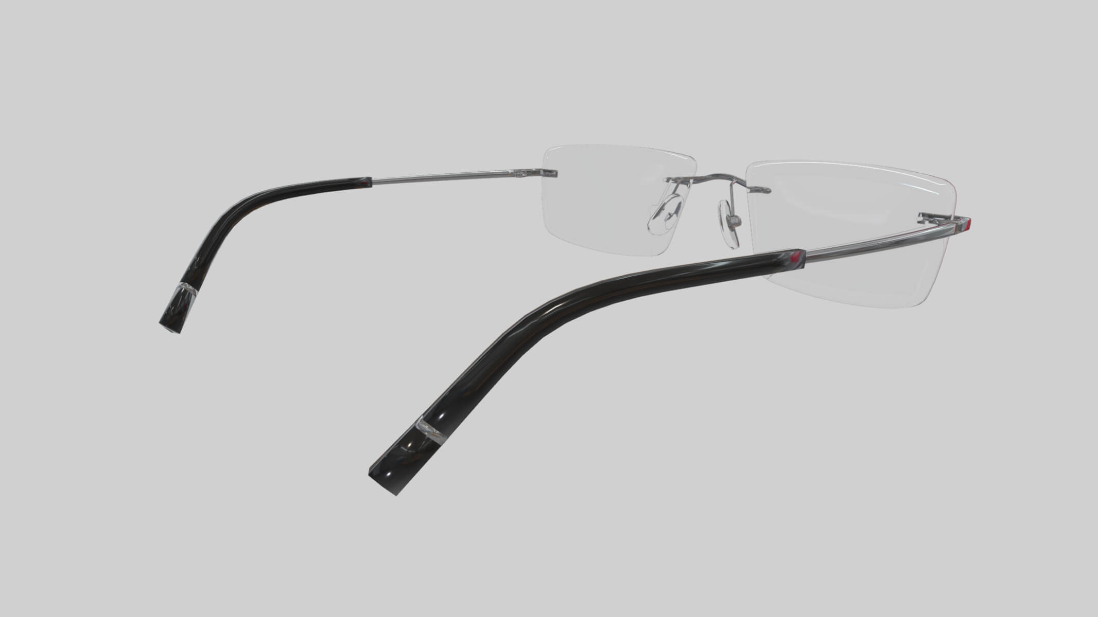 Rectangular Rimless Eyeglasses Low Poly 3D Model by frezzy